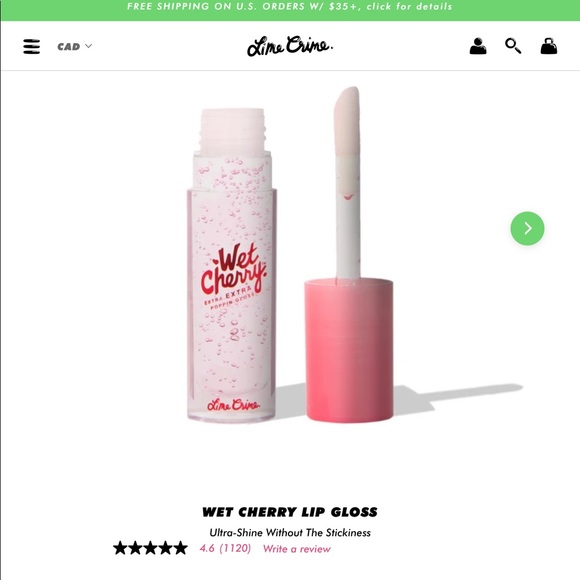 Lime Crime-Wet Cherry lip gloss - Picture 1 of 4